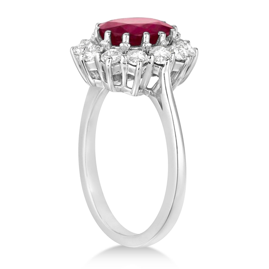 Oval Ruby and Diamond Ring 14k White Gold (5.40ctw)