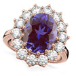 Oval Lab Alexandrite & Diamond Halo Lady Di Ring 14k Rose Gold (6.40ct)