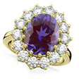 Oval Lab Alexandrite & Diamond Halo Lady Di Ring 14k Yellow Gold (6.40ct)