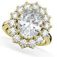 Oval Moissanite & Diamond Halo Lady Di Ring 14k Yellow Gold (6.40ct)