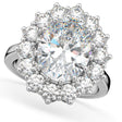 Oval Moissanite & Diamond Halo Lady Di Ring 18k White Gold (6.40ct)