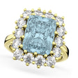 Emerald Cut Aquamarine & Diamond Lady Di Ring 18k Yellow Gold (5.68ct)