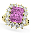 Pink Sapphire & Diamond Lady Di Ring 14k Yellow Gold 5.68ct
