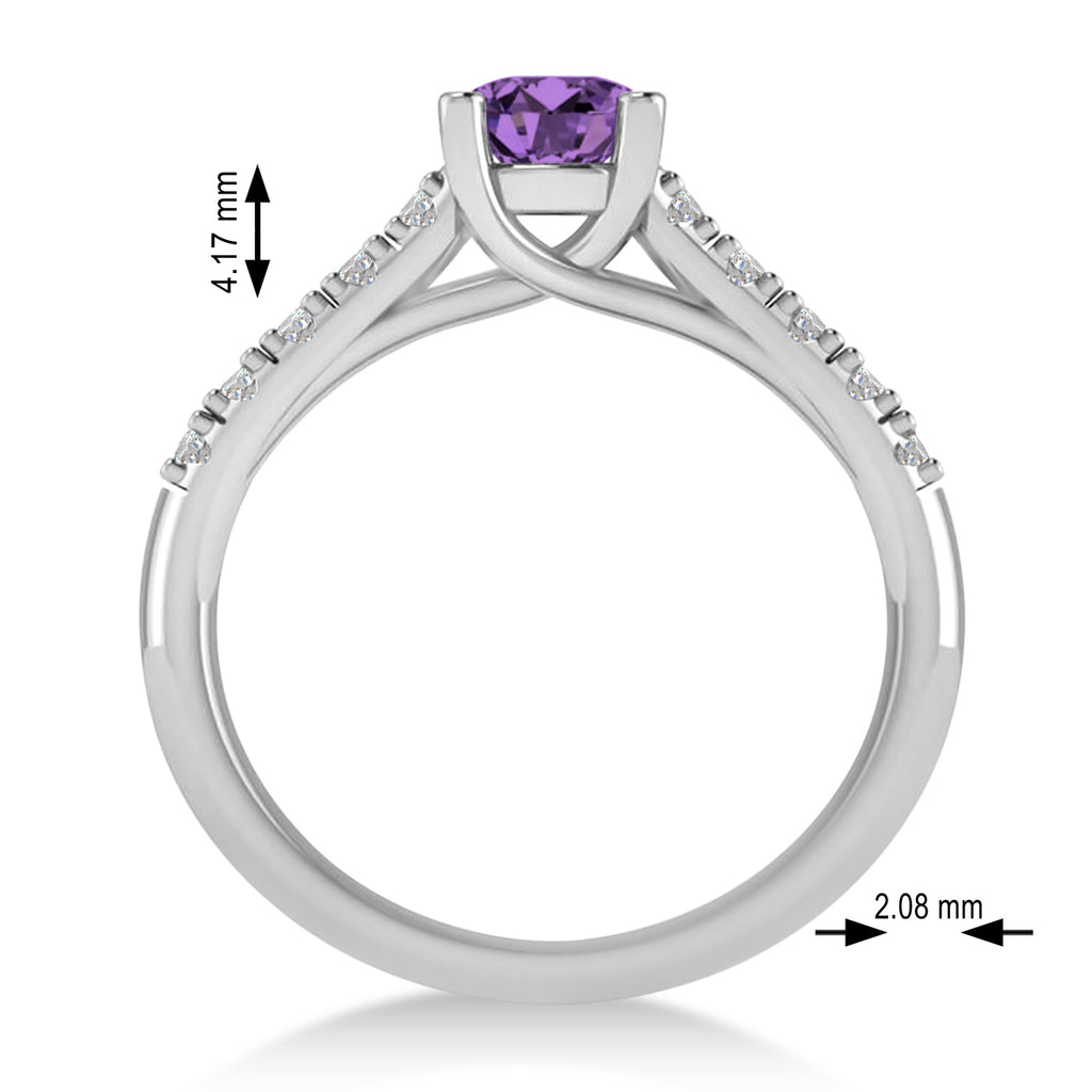Amethyst & Diamond Accented Pre-Set Engagement Ring 14k White Gold (1.05ct)
