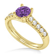 Amethyst & Diamond Accented Pre-Set Engagement Ring 14k Yellow Gold (1.05ct)