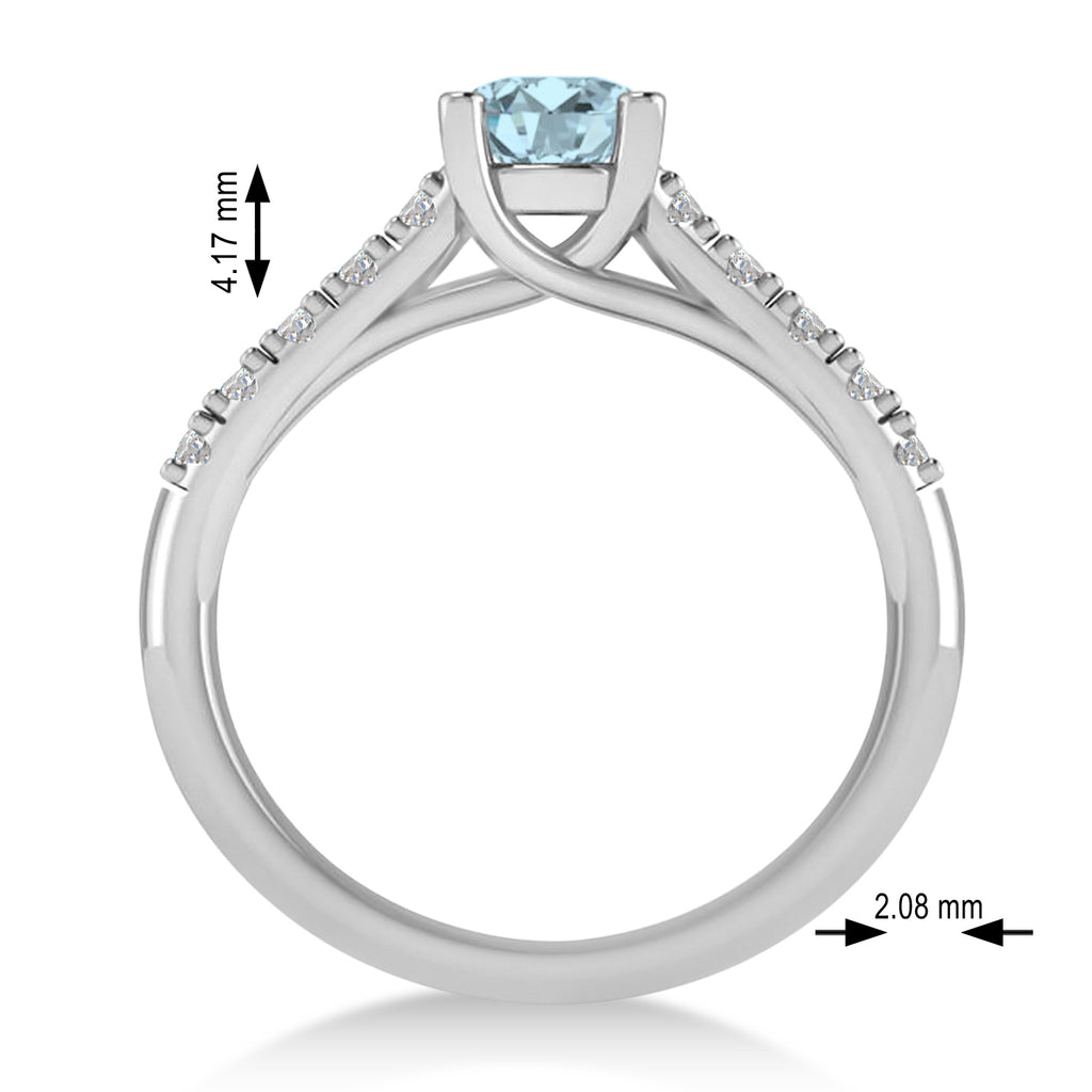Aquamarine & Diamond Accented Pre-Set Engagement Ring 14k White Gold (1.05ct)