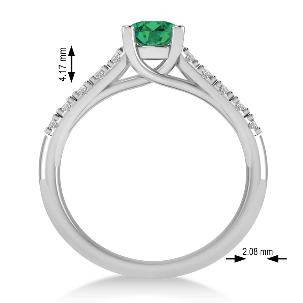 Emerald & Diamond Accented Pre-Set Engagement Ring 14k White Gold (1.05ct)