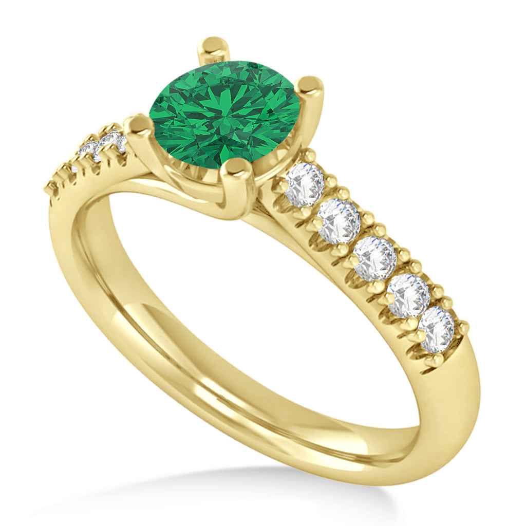 Emerald & Diamond Accented Pre-Set Engagement Ring 14k Yellow Gold (1.05ct)