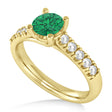 Emerald & Diamond Accented Pre-Set Engagement Ring 14k Yellow Gold (1.05ct)