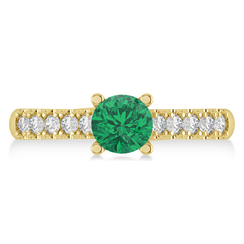 Emerald & Diamond Accented Pre-Set Engagement Ring 14k Yellow Gold (1.05ct)