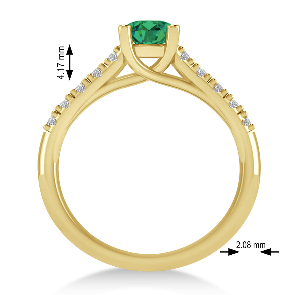 Emerald & Diamond Accented Pre-Set Engagement Ring 14k Yellow Gold (1.05ct)