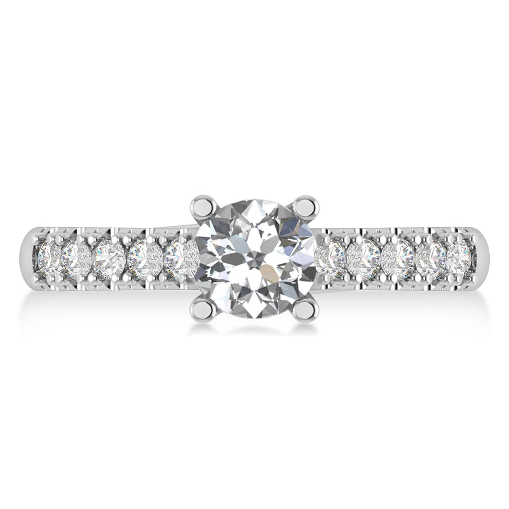 Lab Grown Diamond Accented Pre-Set Engagement Ring 14k White Gold (1.05ct)