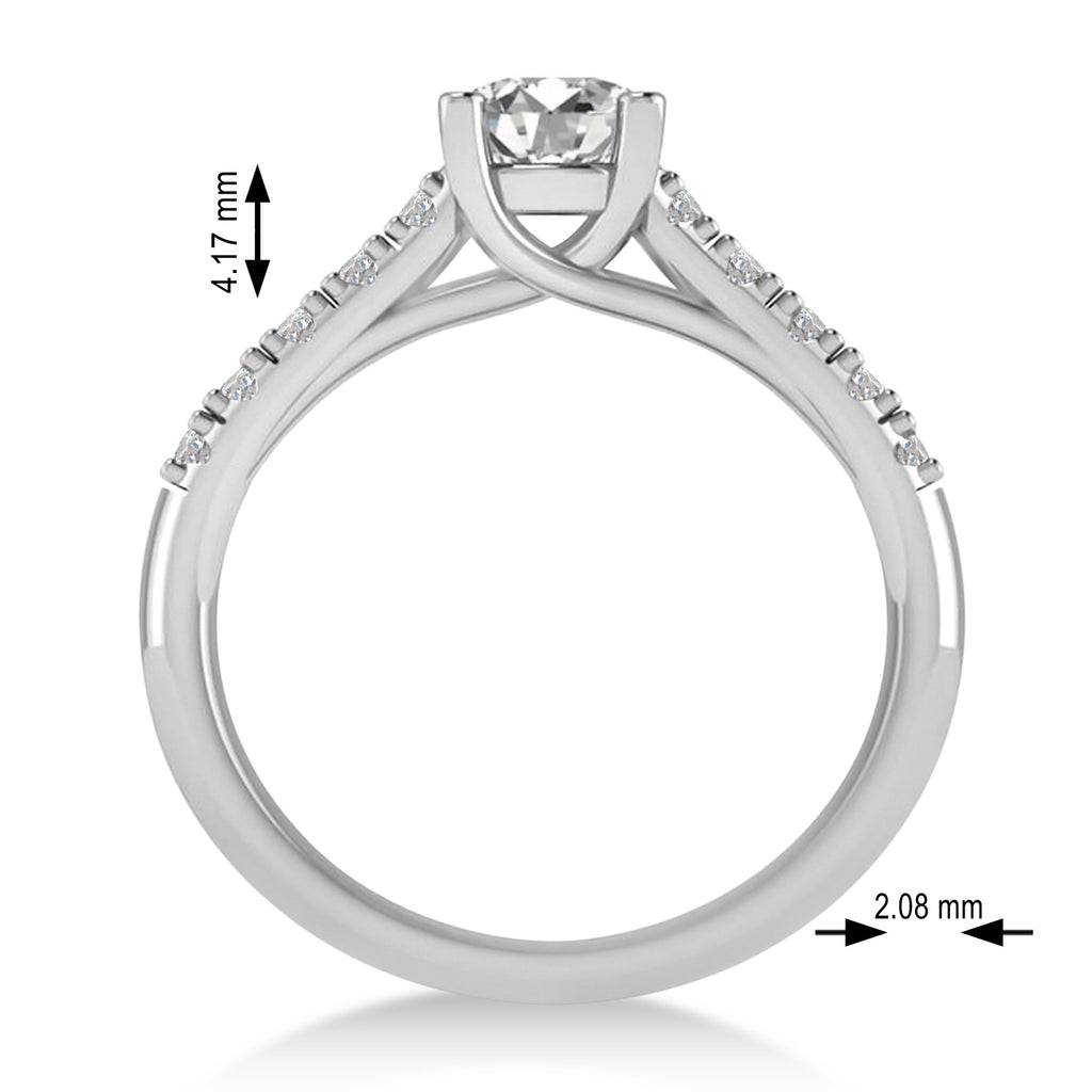 Lab Grown Diamond Accented Pre-Set Engagement Ring 14k White Gold (1.05ct)