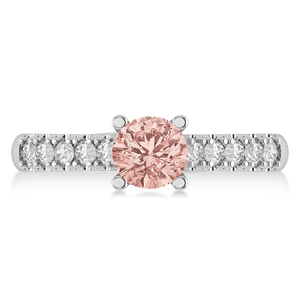 Morganite & Diamond Accented Pre-Set Engagement Ring 14k White Gold (1.05ct)