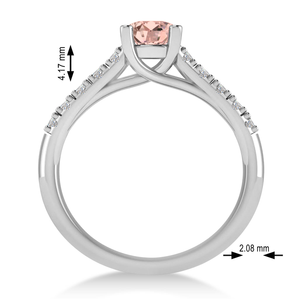 Morganite & Diamond Accented Pre-Set Engagement Ring 14k White Gold (1.05ct)