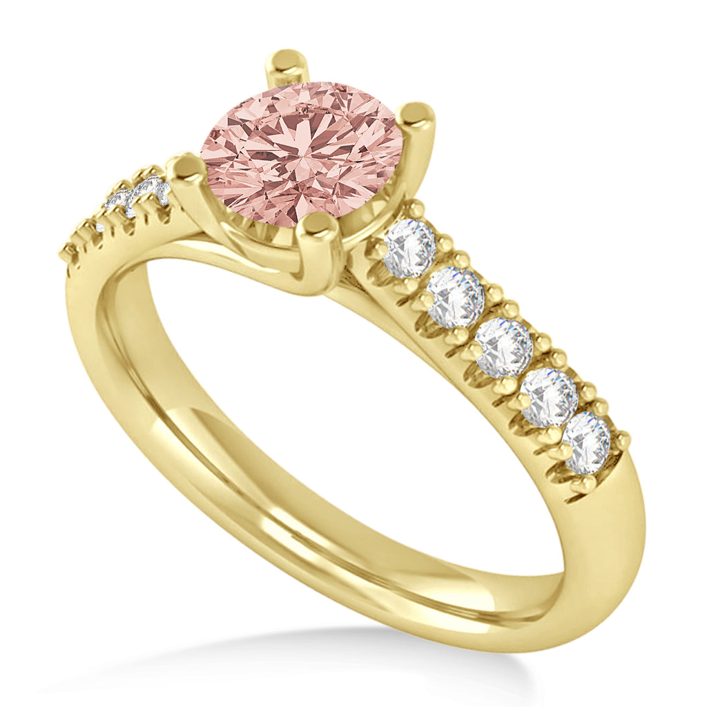 Morganite & Diamond Accented Pre-Set Engagement Ring 14k Yellow Gold (1.05ct)