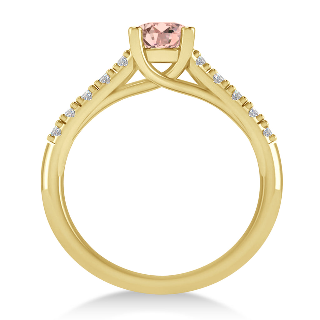 Morganite & Diamond Accented Pre-Set Engagement Ring 14k Yellow Gold (1.05ct)