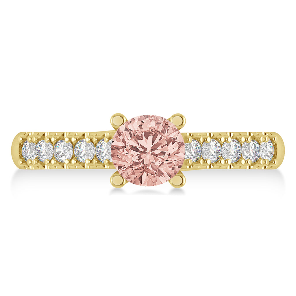Morganite & Diamond Accented Pre-Set Engagement Ring 14k Yellow Gold (1.05ct)