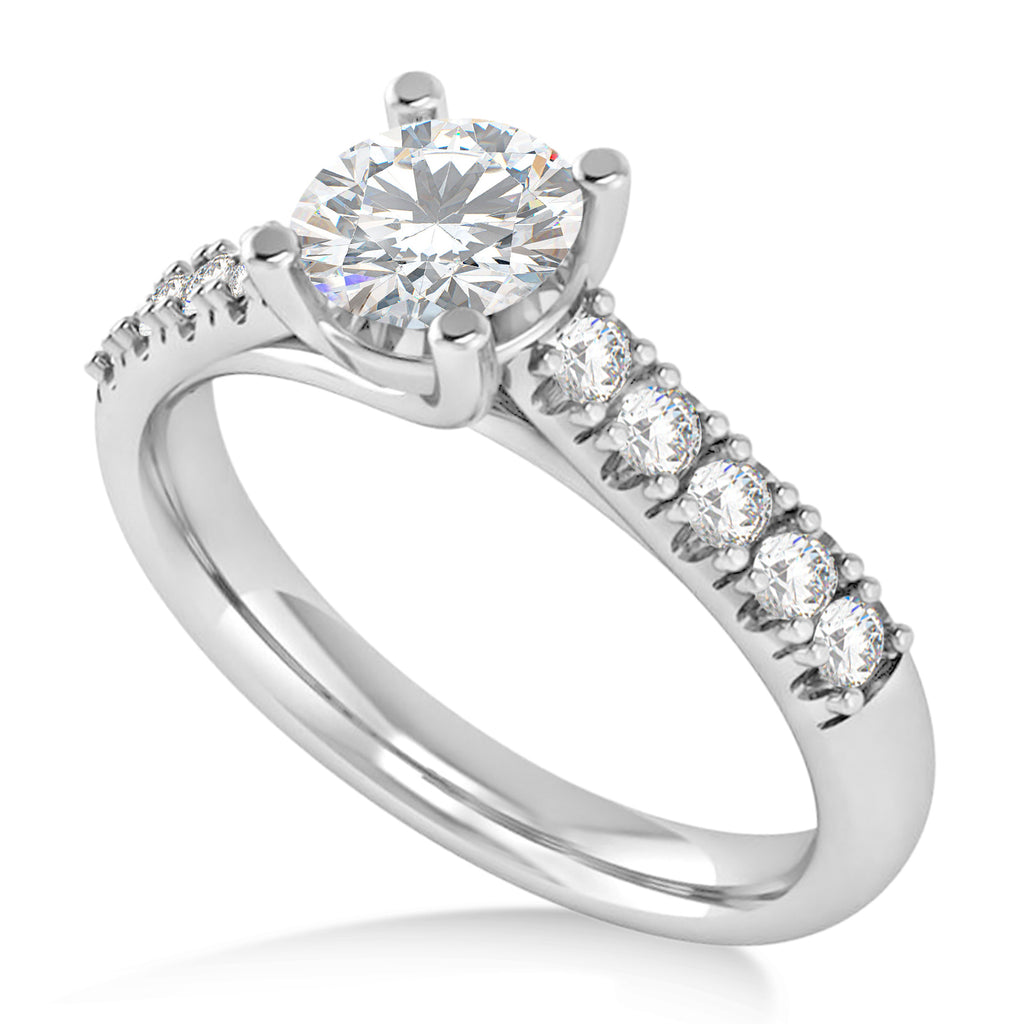 Moissanite & Diamond Accented Pre-Set Engagement Ring 14k White Gold (1.05ct)