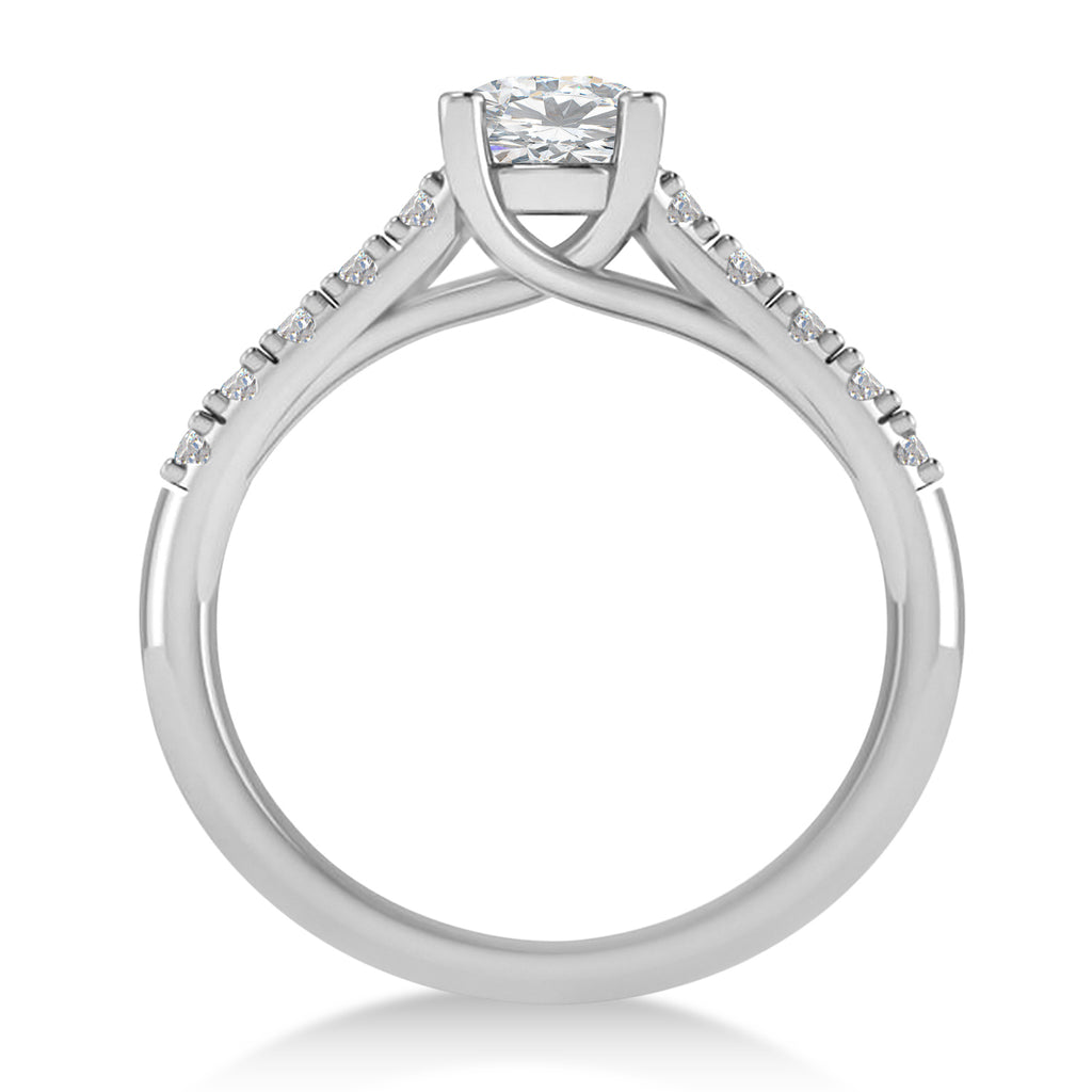 Moissanite & Diamond Accented Pre-Set Engagement Ring 14k White Gold (1.05ct)