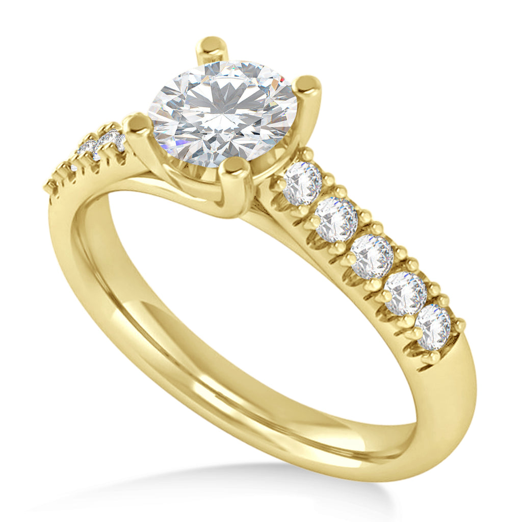 Moissanite & Diamond Accented Pre-Set Engagement Ring 14k Yellow Gold (1.05ct)