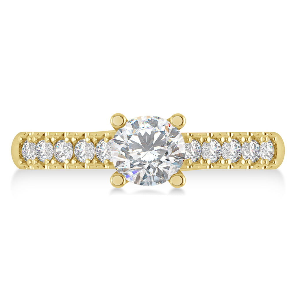 Moissanite & Diamond Accented Pre-Set Engagement Ring 14k Yellow Gold (1.05ct)