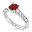 Ruby & Diamond Accented Pre-Set Engagement Ring 14k White Gold (1.05ct)