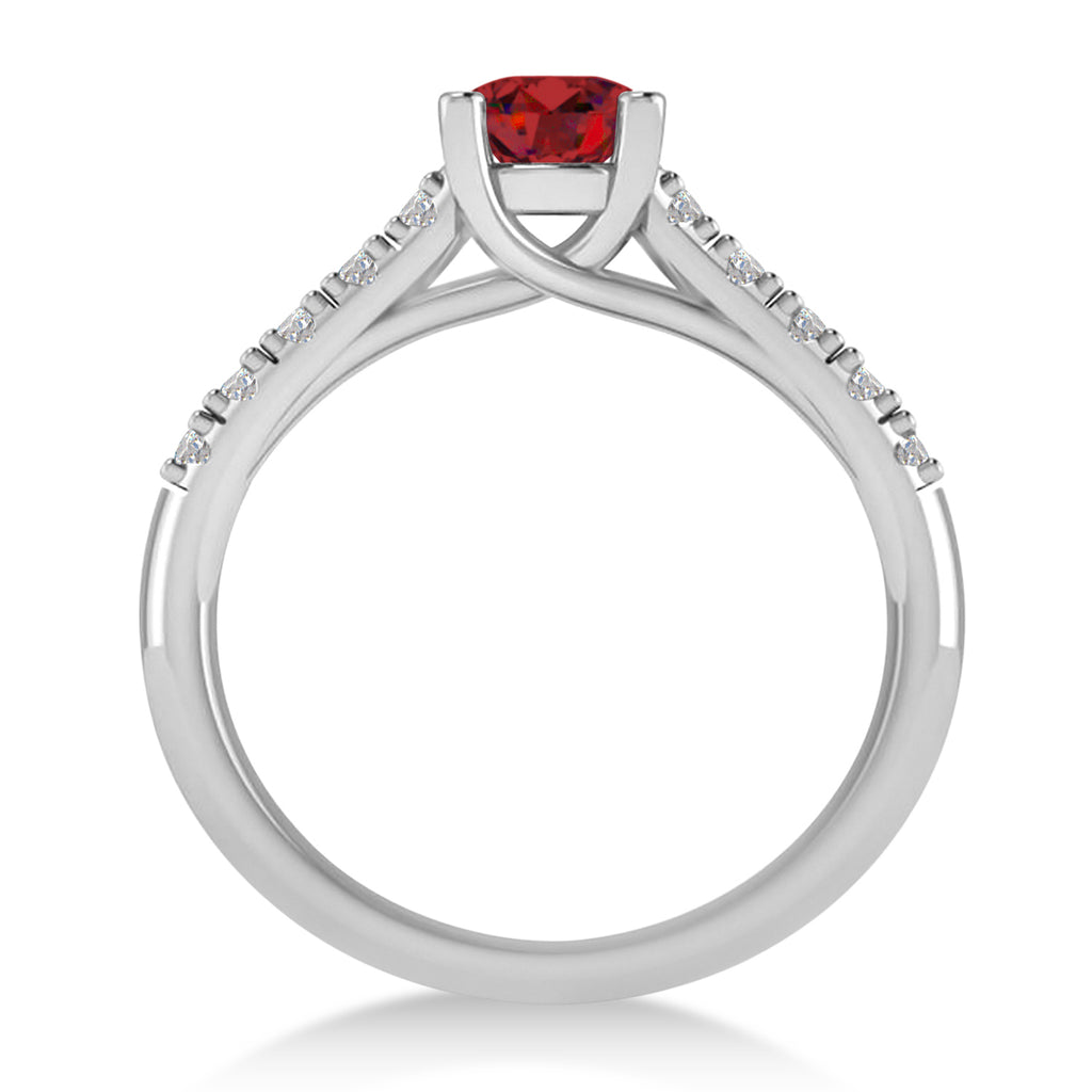 Ruby & Diamond Accented Pre-Set Engagement Ring 14k White Gold (1.05ct)