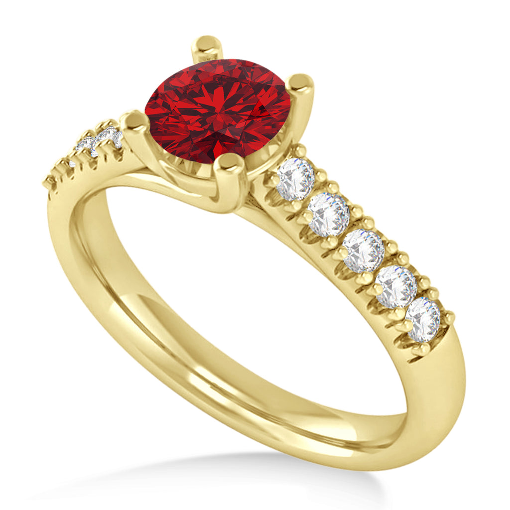 Ruby & Diamond Accented Pre-Set Engagement Ring 14k Yellow Gold (1.05ct)