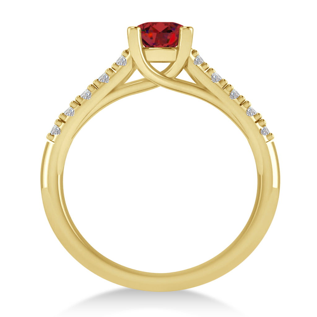 Ruby & Diamond Accented Pre-Set Engagement Ring 14k Yellow Gold (1.05ct)