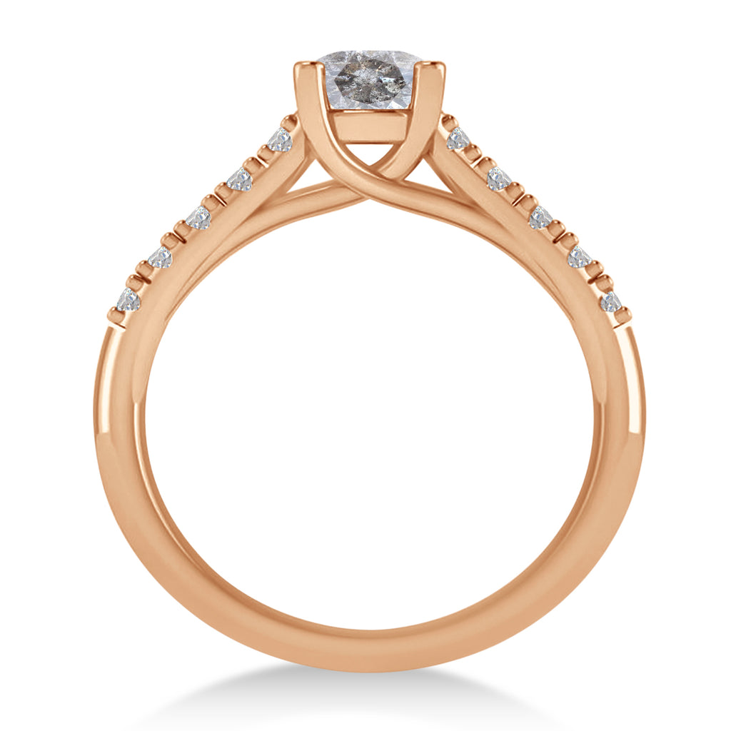 Salt & Pepper & White Diamond Accented Pre-Set Engagement Ring 14k Rose Gold (1.05ct)