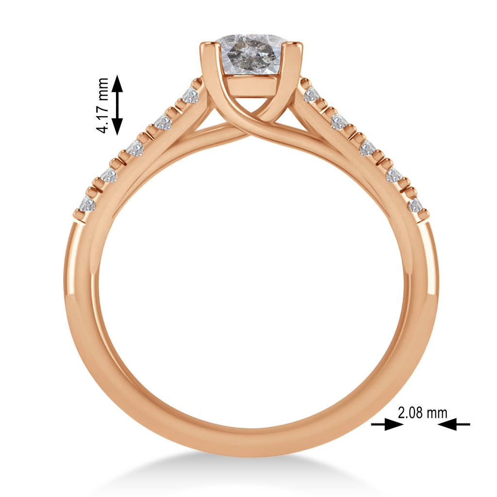 Salt & Pepper & White Diamond Accented Pre-Set Engagement Ring 14k Rose Gold (1.05ct)
