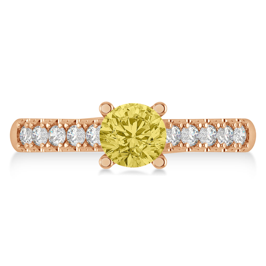 Yellow & White Diamond Accented Pre-Set Engagement Ring 14k Rose Gold (1.05ct)