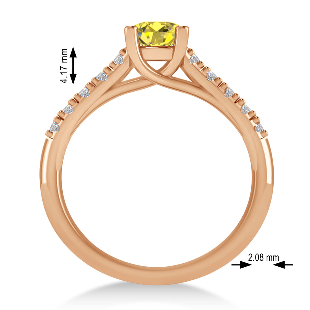 Yellow & White Diamond Accented Pre-Set Engagement Ring 14k Rose Gold (1.05ct)