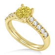 Yellow & White Diamond Accented Pre-Set Engagement Ring 14k Yellow Gold (1.05ct)