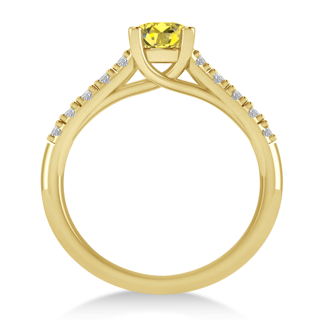 Yellow & White Diamond Accented Pre-Set Engagement Ring 14k Yellow Gold (1.05ct)
