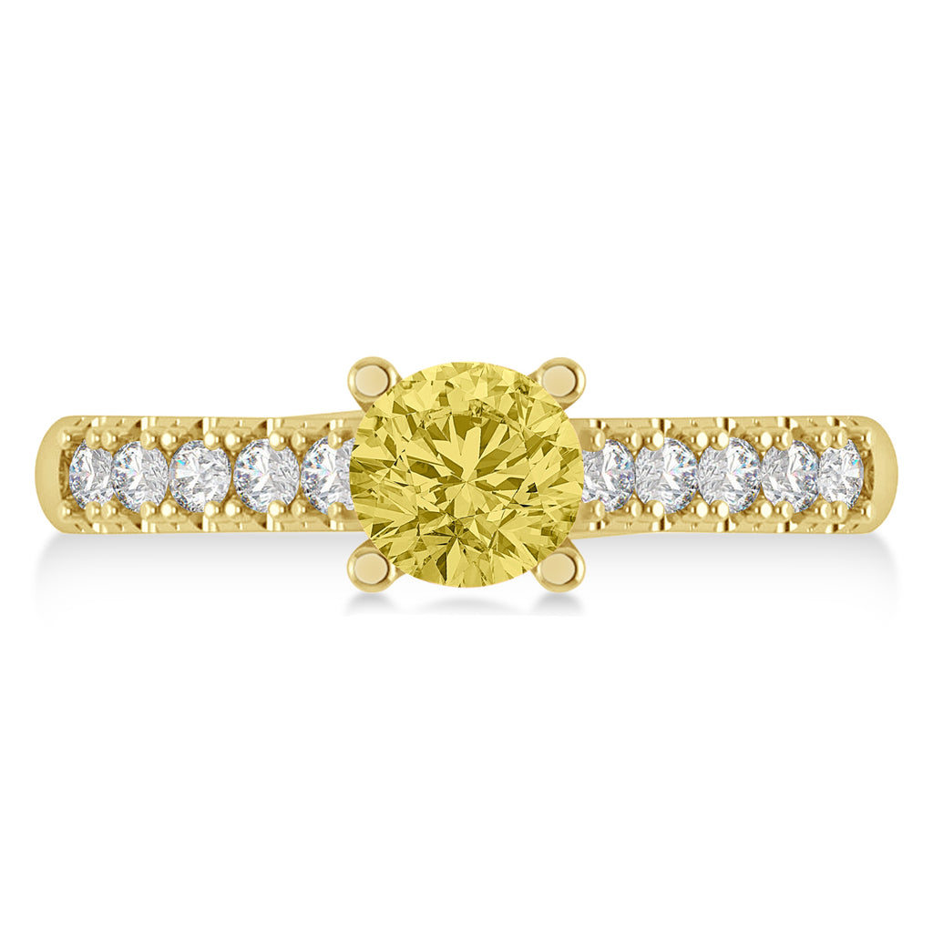 Yellow & White Diamond Accented Pre-Set Engagement Ring 14k Yellow Gold (1.05ct)