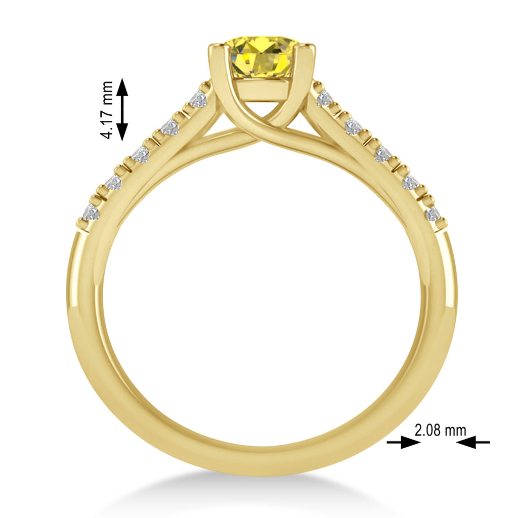Yellow & White Diamond Accented Pre-Set Engagement Ring 14k Yellow Gold (1.05ct)