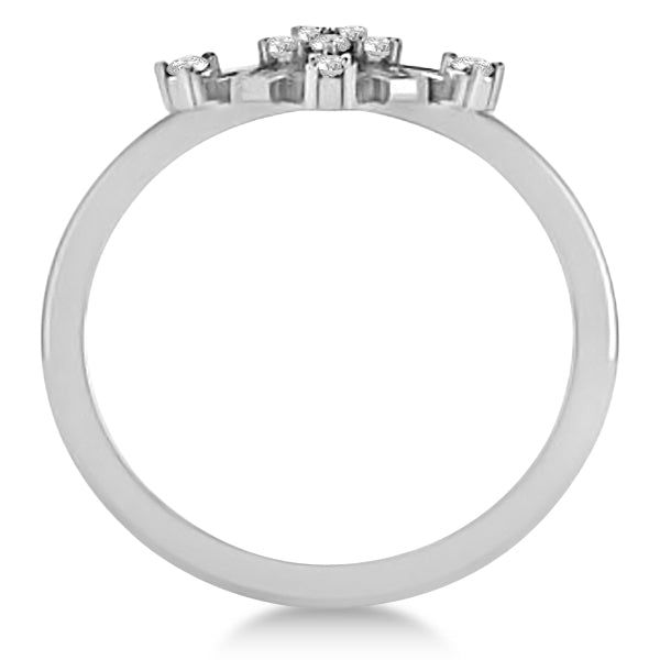 Large Diamond Snowflake Shaped Fashion Ring 14k White Gold (0.20ctw)