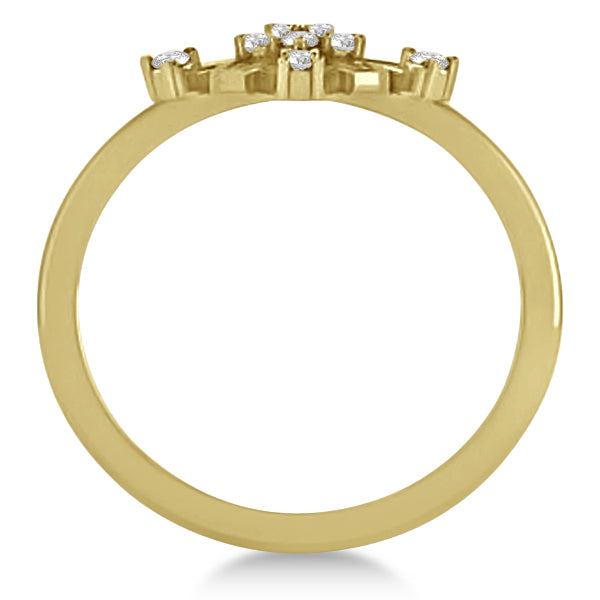 Large Diamond Snowflake Shaped Fashion Ring 14k Yellow Gold (0.20ctw)