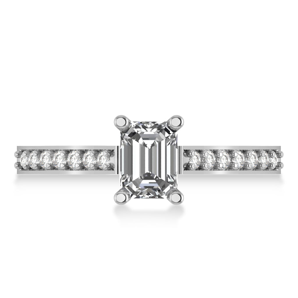 Emerald-Cut Diamond Pre-Set Engagement Ring 14k White Gold (1.09ct)