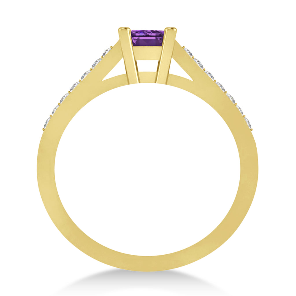 Amethyst & Emerald-Cut Diamond Pre-Set Engagement Ring 14k Yellow Gold (1.09ct)