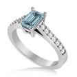 Aquamarine & Emerald-Cut Diamond Pre-Set Engagement Ring 14k White Gold (1.09ct)