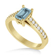 Aquamarine & Emerald-Cut Diamond Pre-Set Engagement Ring 14k Yellow Gold (1.09ct)