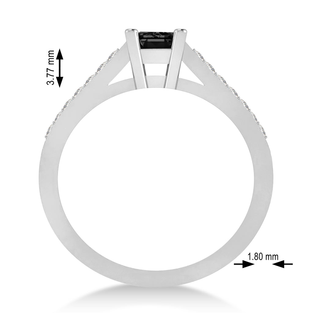 Black & White Emerald-Cut Diamond Pre-Set Engagement Ring 14k White Gold (1.09ct)