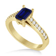 Blue Sapphire & Emerald-Cut Diamond Pre-Set Engagement Ring 14k Yellow Gold (1.09ct)