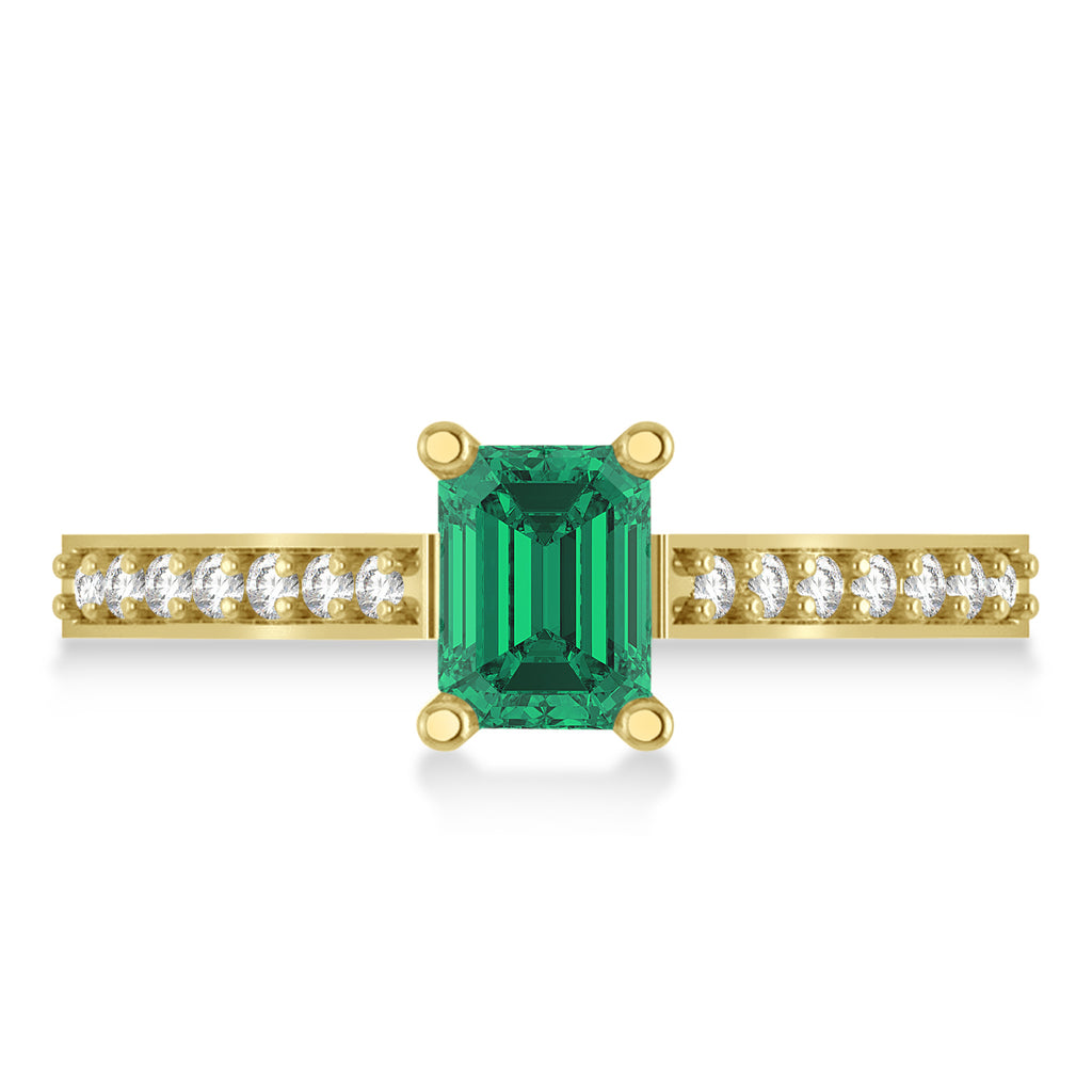 Emerald & Emerald-Cut Diamond Pre-Set Engagement Ring 14k Yellow Gold (1.09ct)