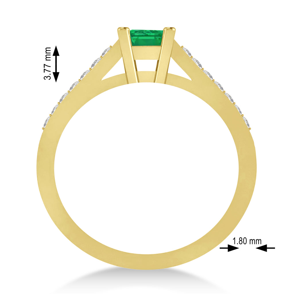 Emerald & Emerald-Cut Diamond Pre-Set Engagement Ring 14k Yellow Gold (1.09ct)
