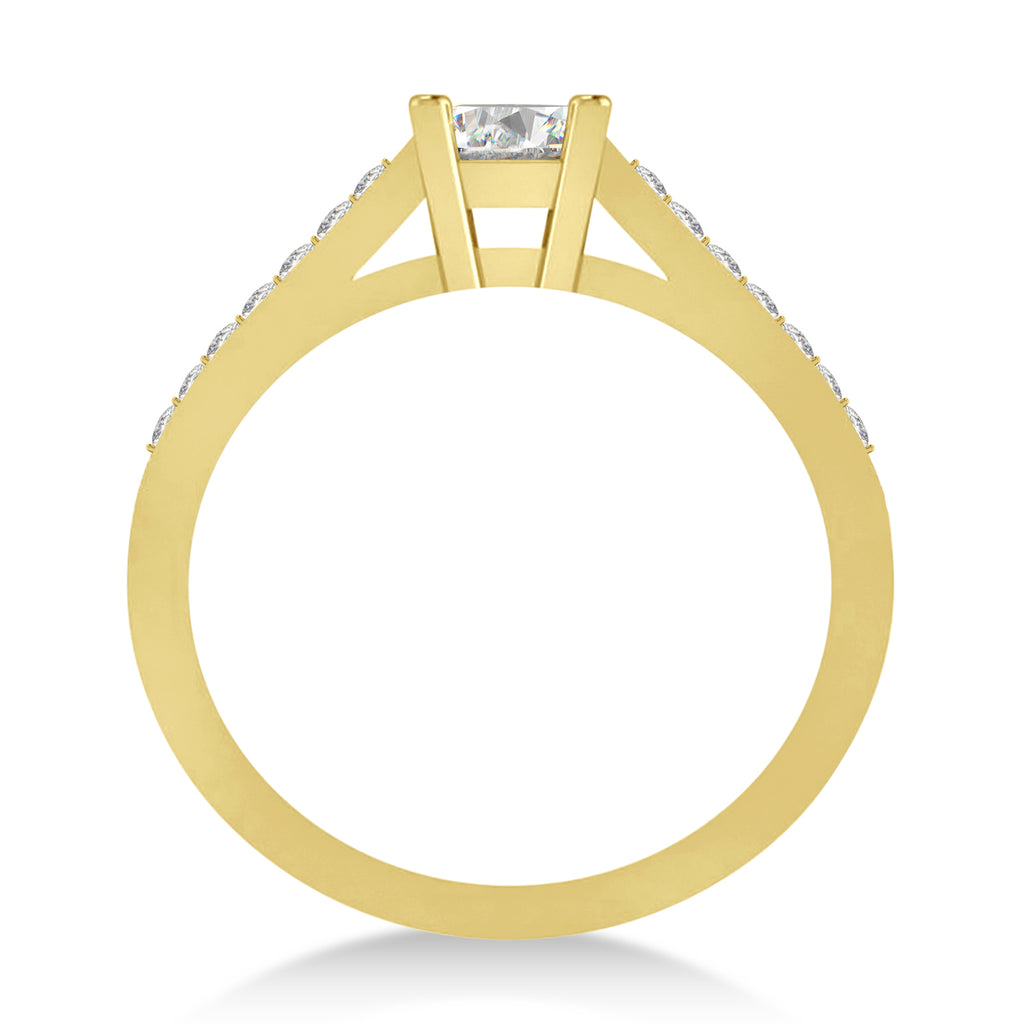 Moissanite & Emerald-Cut Diamond Pre-Set Engagement Ring 14k Yellow Gold (1.09ct)