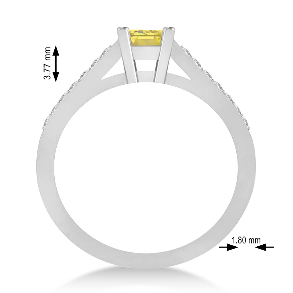 Yellow & White Emerald-Cut Diamond Pre-Set Engagement Ring 14k White Gold (1.09ct)